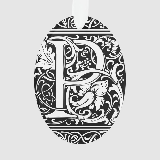 Letter P Mediaeval Monogram Art Nouveau Ornament (Back)