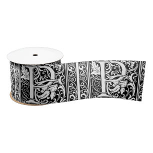Letter P Mediaeval Monogram Art Nouveau Satin Ribbon