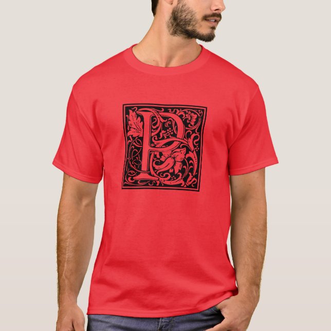 Letter P Mediaeval Monogram Art Nouveau T-Shirt (Front)