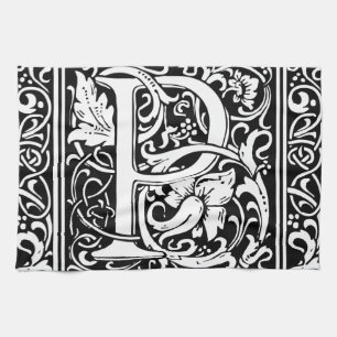 Letter P Mediaeval Monogram Art Nouveau Tea Towel