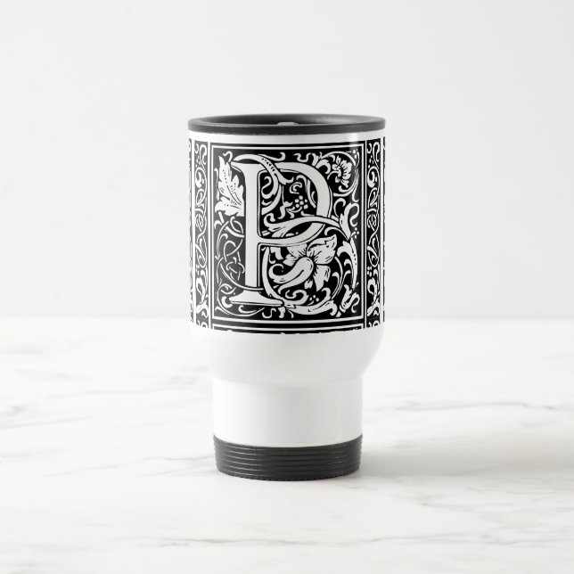 Letter P Mediaeval Monogram Art Nouveau Travel Mug (Center)