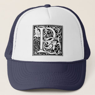 Letter P Mediaeval Monogram Art Nouveau Trucker Hat