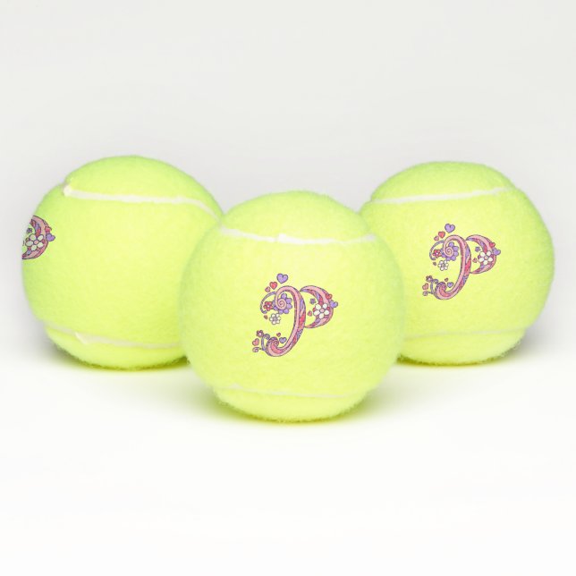 Letter P monogram girls personalised doodle art Tennis Balls (Multi)