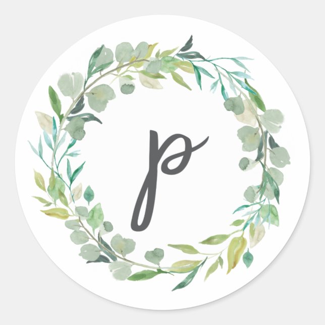 Letter P Monogram Initial Sticker Envelope Seal (Front)