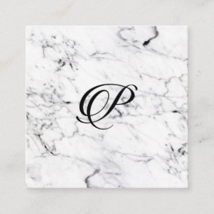 Letter P monogram Marble texture Enclosure Card