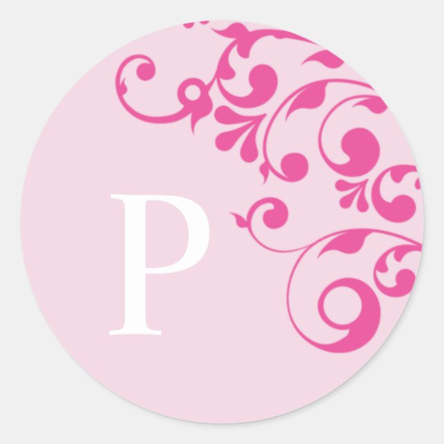 Letter P Monogram Pink Wedding Envelope Seals (Front)
