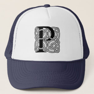 Letter P Monogram Vintage Celtic Knot Print Trucker Hat