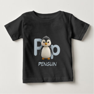 Letter P Penguin Educational Kids T-Shirt Upperc