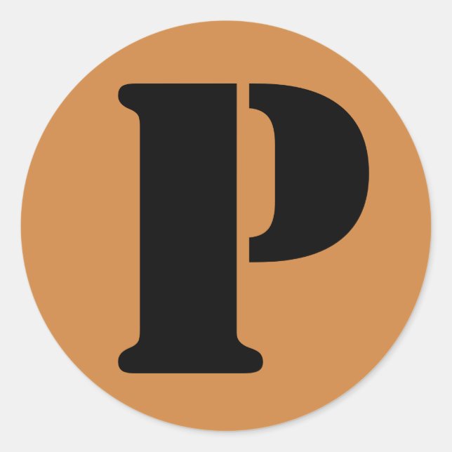 Letter P Stencil Alphabet by Janz Peru Gold Classic Round Sticker (Front)