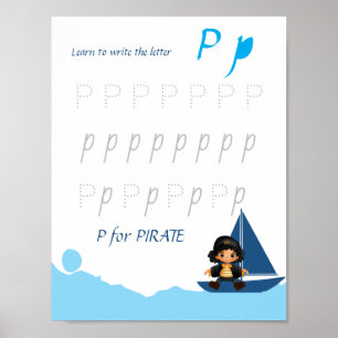 Letter P Tracing Poster for Kids