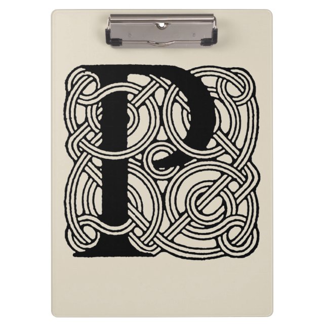 Letter P Vintage Celtic Knot Monogram Clipboard (Front)