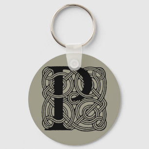 Letter P Vintage Celtic Knot Monogram Key Ring