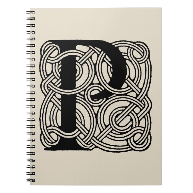 Letter P Vintage Celtic Knot Monogram Notebook (Front)