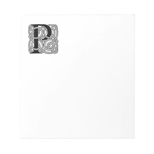 Letter P Vintage Celtic Knot Monogram Notepad (Front)