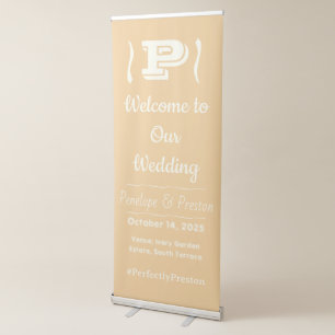 Letter P — Wedding Welcome Signage Large Vertical Retractable Banner