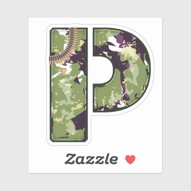 Letter P with Military camouflage Texture (Sheet)