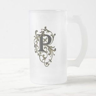 Letter 'P' Wrapped in Golden Vines - Mug