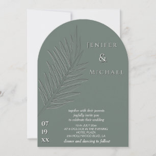 Letter press palm leaf tropical arch all in one invitation