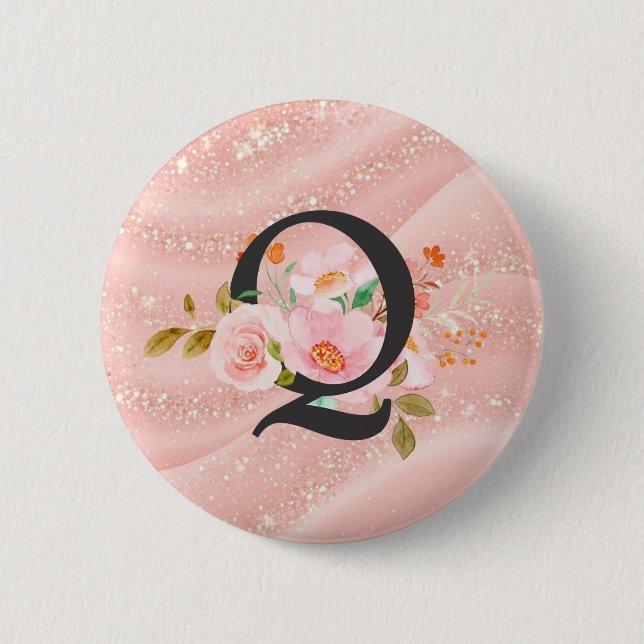 Letter Q 6 Cm Round Badge (Front)