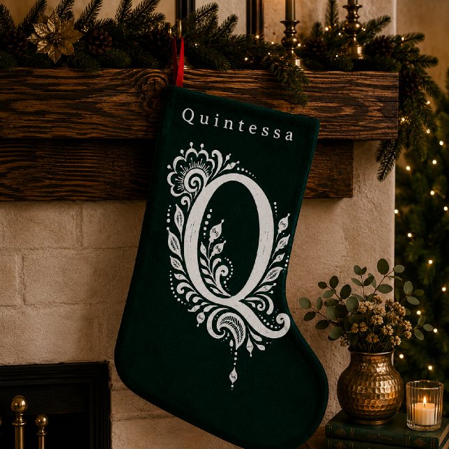 Letter Q Botanical Monogram Personalised Stocking (Creator Uploaded)