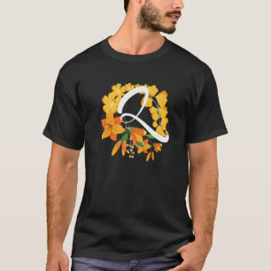 Letter Q Capital Alphabet Flowers Monogram Initial T-Shirt