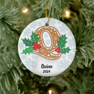 Letter Q Custom Name Monogram Christmas Ceramic Tree Decoration