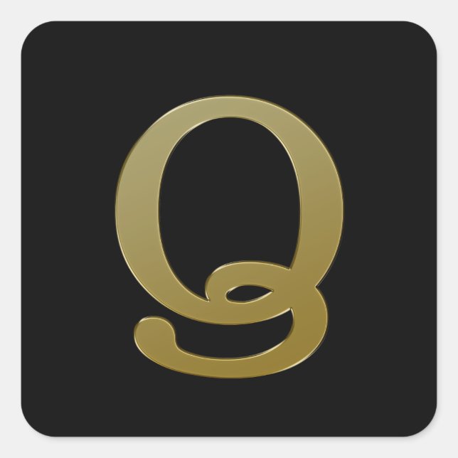 Letter Q Gold Square Sticker (Front)