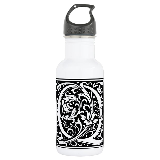 Letter Q Mediaeval Monogram Art Nouveau 532 Ml Water Bottle (Front)