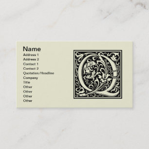 Letter Q Mediaeval Monogram Art Nouveau Business Card