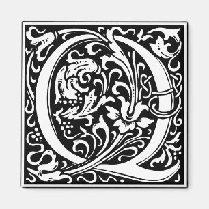Letter Q Mediaeval Monogram Art Nouveau Magnet