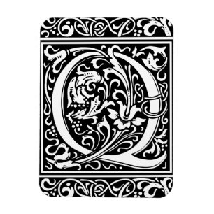 Letter Q Mediaeval Monogram Art Nouveau Magnet