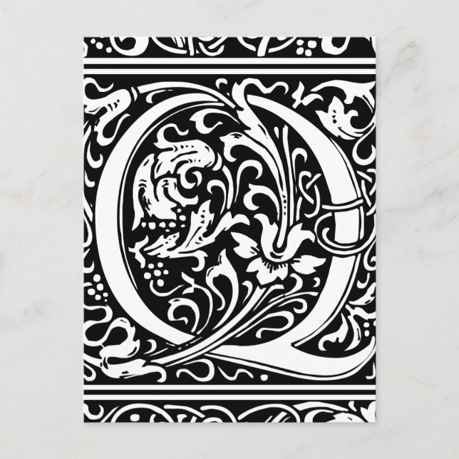 Letter Q Mediaeval Monogram Art Nouveau Postcard (Front)