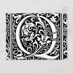 Letter Q Mediaeval Monogram Art Nouveau Postcard