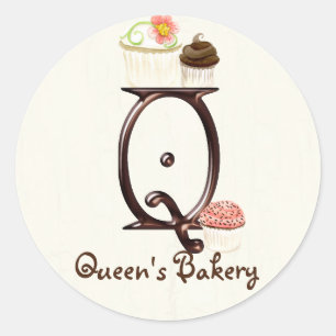 Letter Q Monogram Cupcake Logo Business Stickers