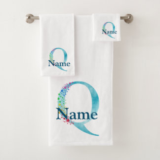 Letter Q Monogram Initial Bath Gift Set