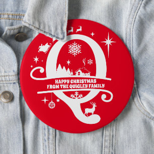 Letter Q Monogram Initial Family Name Greeting 6 Cm Round Badge