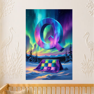 Letter Q Northern Lights Nursery   Aurora Borealis Poster