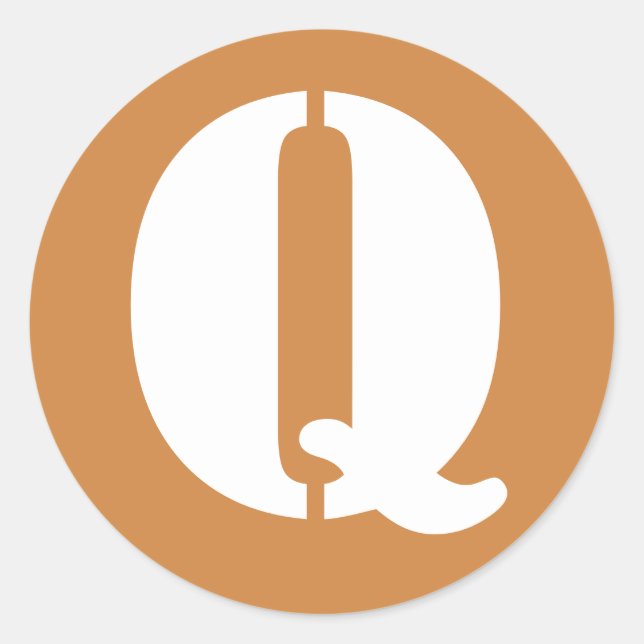 Letter Q Peru Gold Stencil Alphabet by Janz Classic Round Sticker (Front)