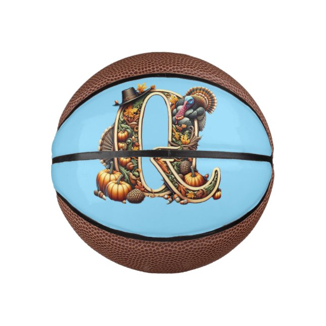 Letter Q Thanksgiving style turkey  Mini Basketball (Front)