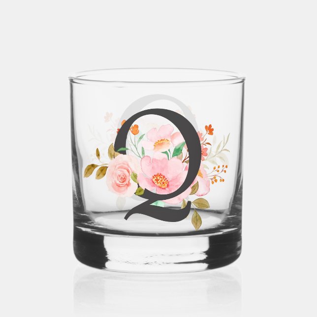 Letter Q Whiskey Glass (Front)