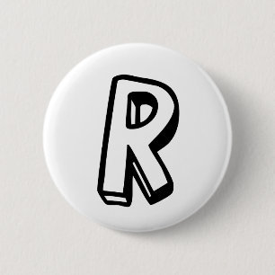 Letter R 6 Cm Round Badge