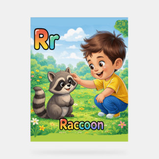 Letter R Alphabet Poster – R is for Racoon