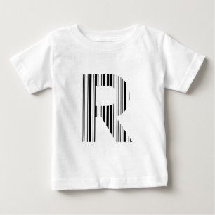 LETTER R BAR CODE First Initial Barcode Pattern Baby T-Shirt
