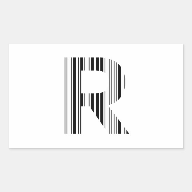 LETTER R BAR CODE First Initial Barcode Pattern Rectangular Sticker (Front)