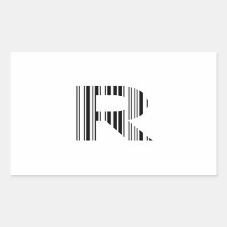 LETTER R BAR CODE First Initial Barcode Pattern Rectangular Sticker