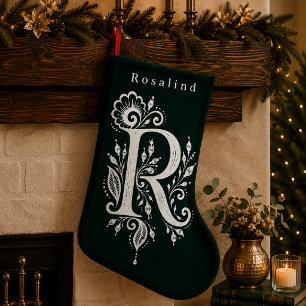 Letter R Botanical Monogram Personalised Stocking