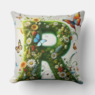 🦋 Letter R Butterfly Monogram Home Decor 🌸 Cushion