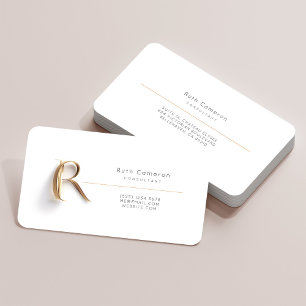 Letter R Calligraphy Gold/Black Gradient Monogram Business Card