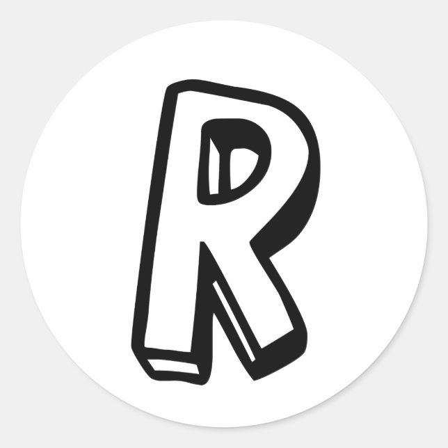 Letter R Classic Round Sticker (Front)
