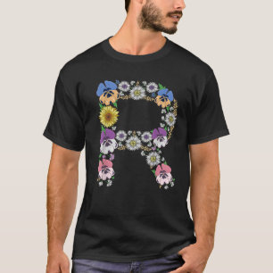 Letter R Cute Initial Monogram Floral Alphabet Let T-Shirt